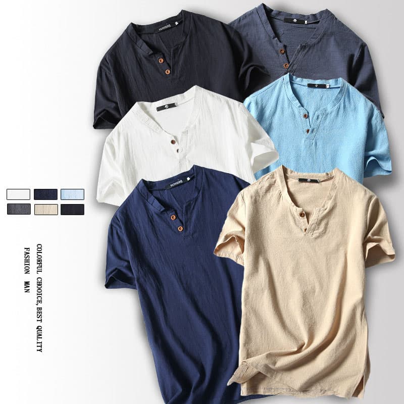 無地 Tシャツ メンズ ヘンリーネック 無地 半袖 大きいサイズ 夏用