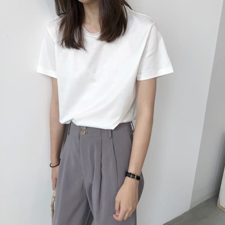 無地 Tシャツ 無地白ティシャツ レディース 丸首 夏新作 普段使い