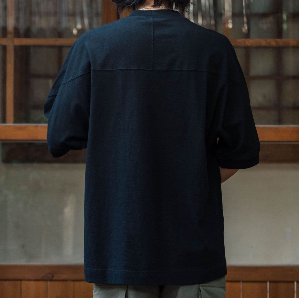 無地 Tシャツ ゆったり袖リブ無地半袖シャツ