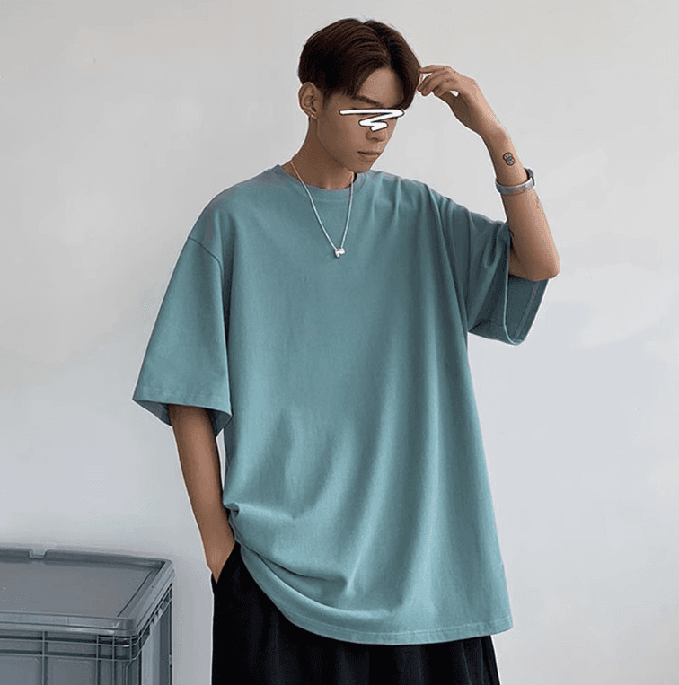 無地 Tシャツ ゆったりシルエット胸ポケット半袖