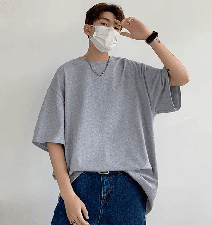 無地 Tシャツ ゆったりシルエット胸ポケット半袖