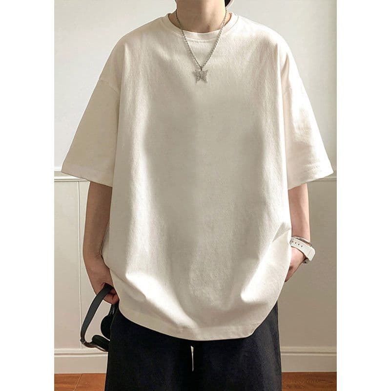 無地 Tシャツ リラックスシルエット五分袖無地シャツ