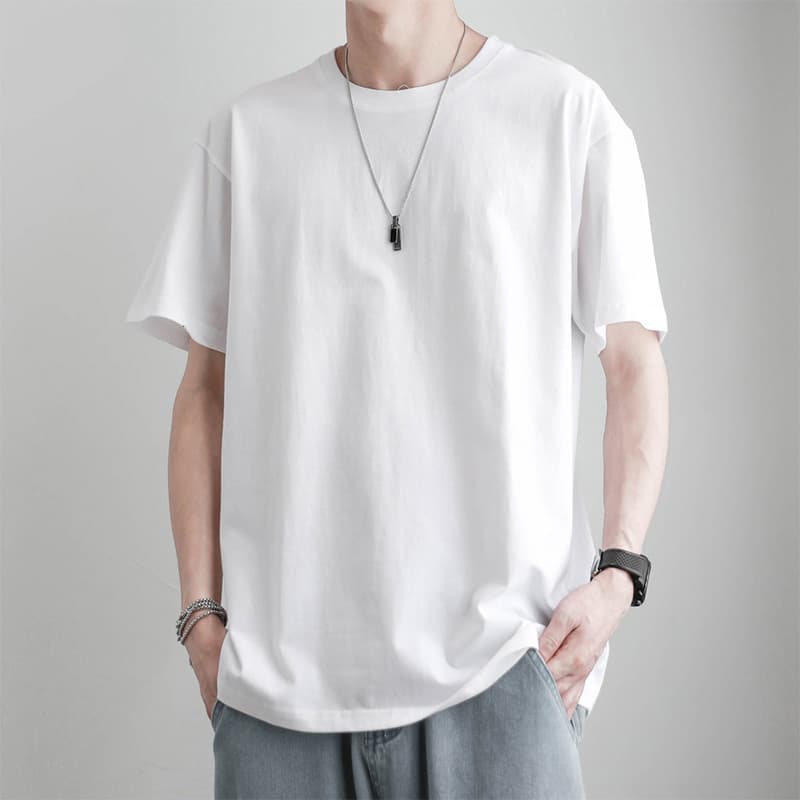 無地 Tシャツ シンプル美シルエット半袖カットソー