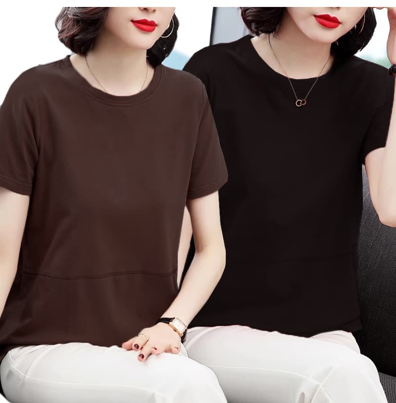 無地 Tシャツ やさしい肌触り 切替デザイン半袖